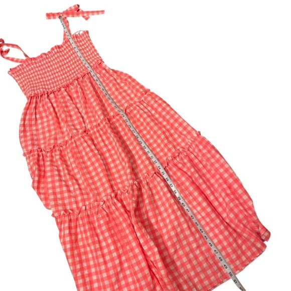 Pomander Place Tuckernuck Tiered Nellie Dress Electric Pink Gingham Plaid Large - Picture 16 of 16